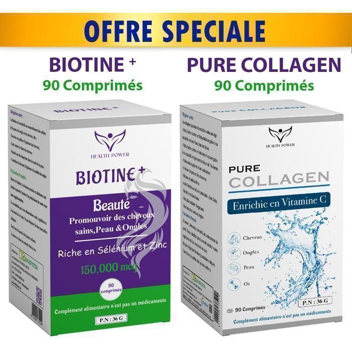 PACK = PURE COLLAGEN 90 Comprimés = BIOTINE Beauté 90 Comprimés