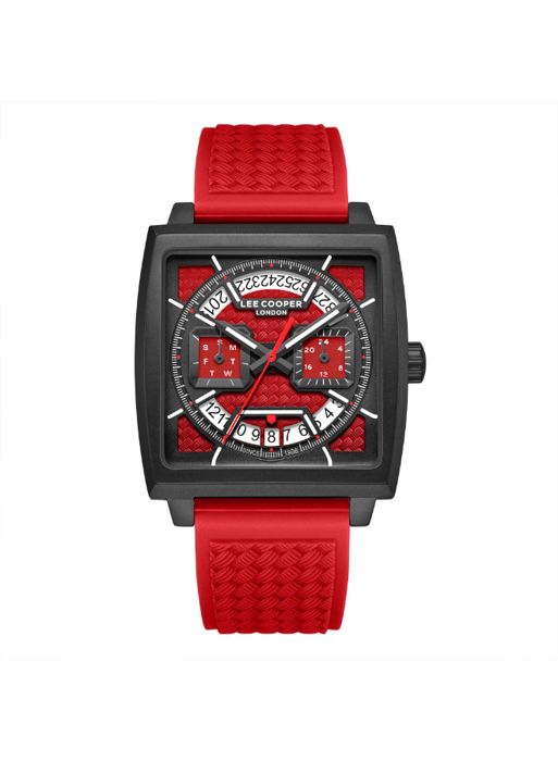Montre - Lee Cooper - LC08065.688 - Boîtier métal argenté - Cadran noir - Bracelet silicone noir