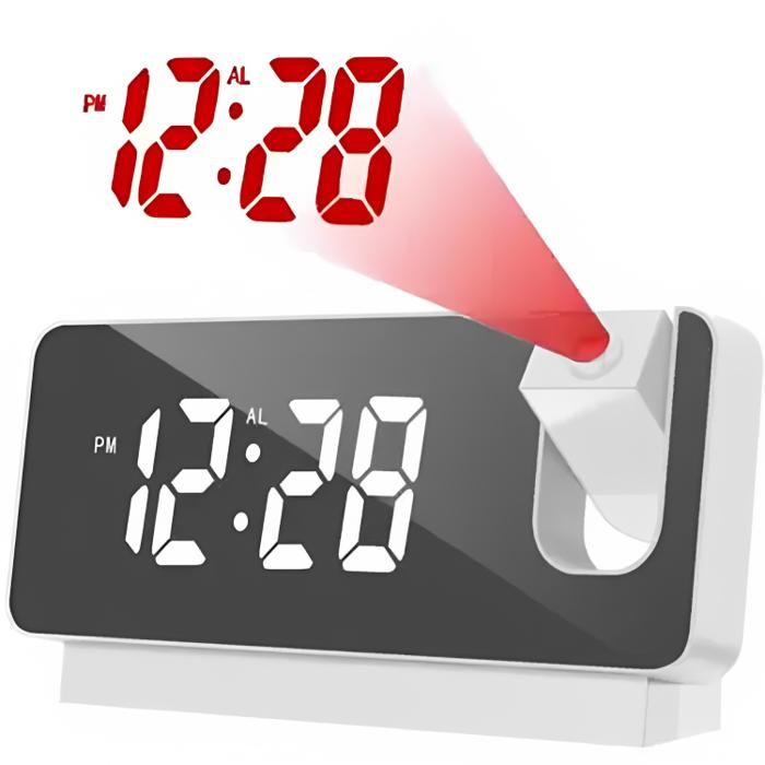 Horloge numérique Pro à affichage LED, réveil à projection, surface miroir NA-6818