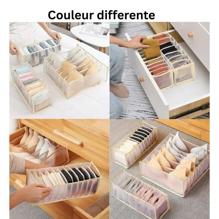 Pack de 3 boîtes astucieuses pour sous-vêtements et chaussettes(Couleur aléatoire)
