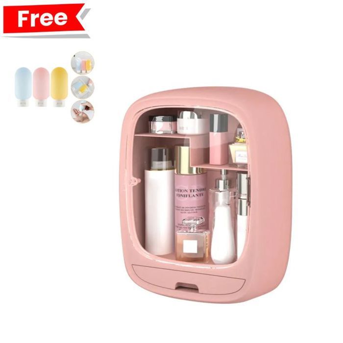 Organisateur de cosmétiques mural + ensemble de bouteilles anti-fuite 60 ml.