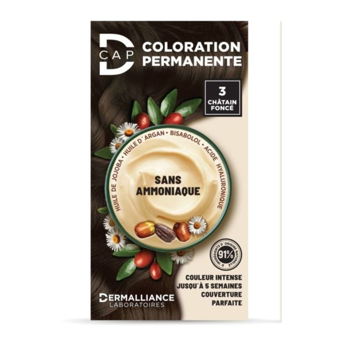 Coloration capillaire - D-CAP - N°3 Chatain Fonce - 150 ml - Hypoallergénique - Femme