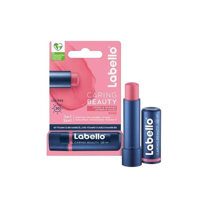 Baume à lèvres - LABELLO - Caring Beauty - Rose - 3-en-1 - SPF30 - 4.8g