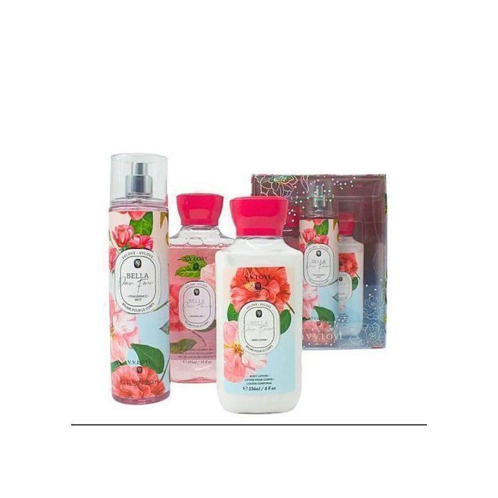 V.V.LOVE Coffret Cadeau Bella Rose (Gel douche+Lotion+Brume Parfumée)