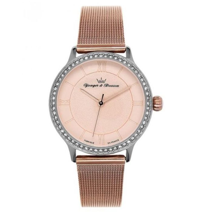 Montre Femme - YONGER & BRESSON - DCC095S/2TM - Cadran Texturé Rose Gold - Bracelet Milanais Bronze - 33 mm