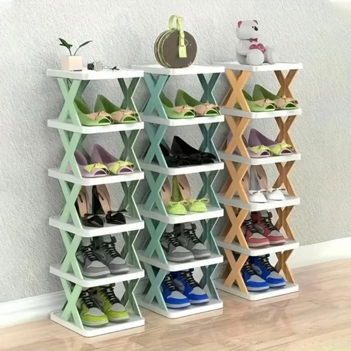 Porte-chaussures pliable à montage facile à cinq niveaux (Couleur aléatoire)
