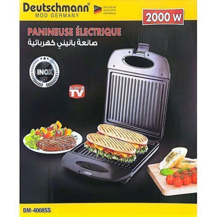 Presse Panini - DEUTSCHMANN - Grill professionnel - 2000W - Plaques antiadhésives - Cuisson rapide