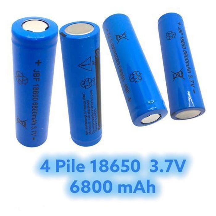 4 Batteries 3.7V 18650 Li-Ion Rechargeables 6800 Mah