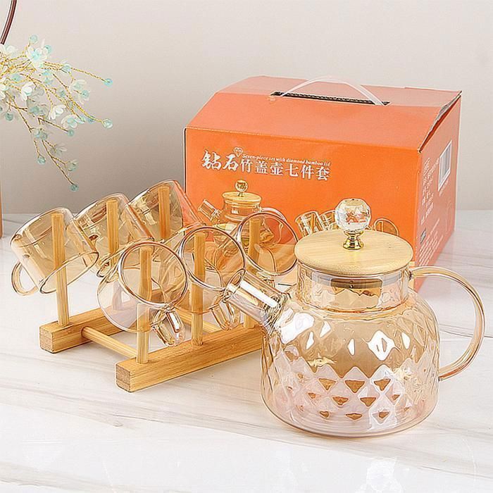 Ensemble de tasse the Théière avec Cafetière en Verre