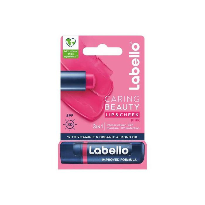 Labello BAUME STICK ROUGE A LÈVRES CARING BEAUTY PINK Intense Color Rose Intense 3en1 SPF30 4.8g