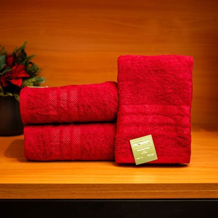 Serviettes de bain - Moonlight - Pack de 3 - Coton égyptien - 50x90 cm - Rouge