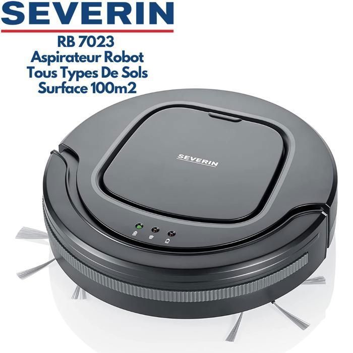 SEVERIN RB7023 Robot Aspirateur Adapté Pour Surface jusqu'à 100m2, Tous Types De Sols, Autonomie 90 min, réservoir 350ml