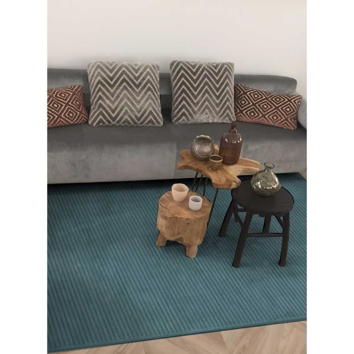 Tapis - VT LIGNE RELIEF 3D - 120x170 cm - Bleu - Viscose - Moderne