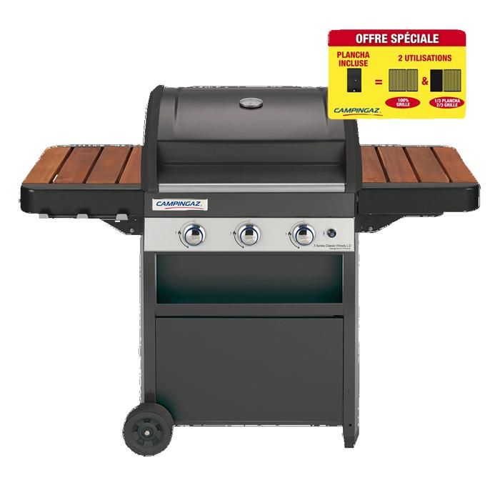 Barbecue à gaz - 3 SERIES CLASSIC WLD - 2 en 1 - Surface de cuisson modulable - Noir - Acier