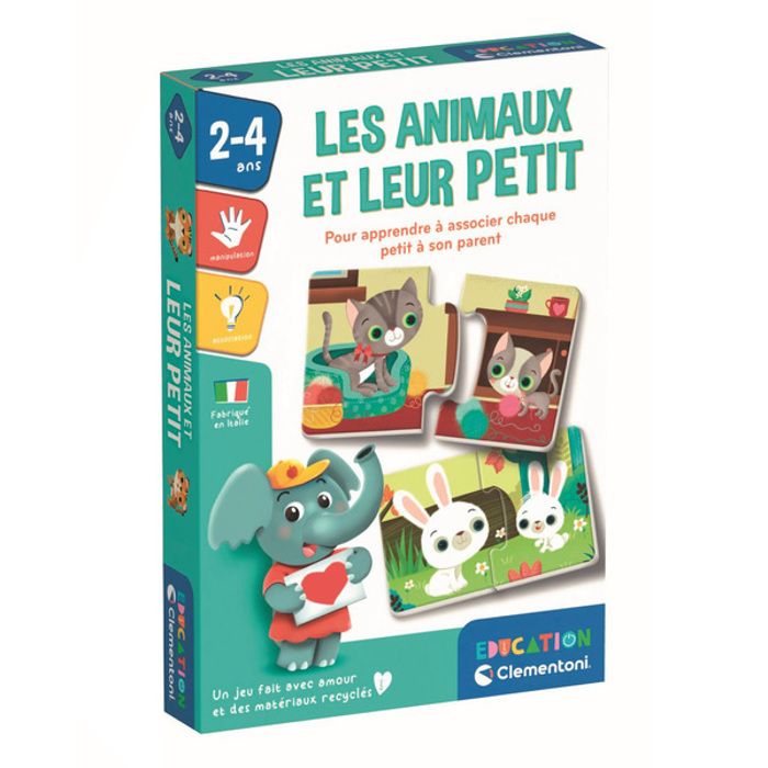 Jeu éducatif - Clementoni - Les animaux et leurs petits - A partir de 2 ans - Coffret éducatif - Mixte