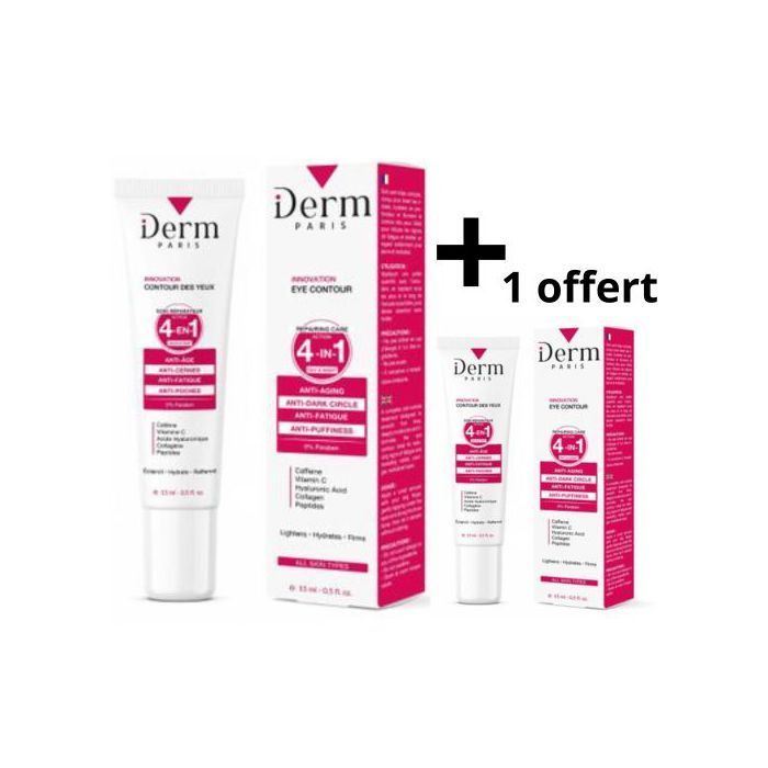 iDerm Paris PACK Soin Contour des Yeux 4-en-1 Anti-Âge Anti-Cernes 15ml