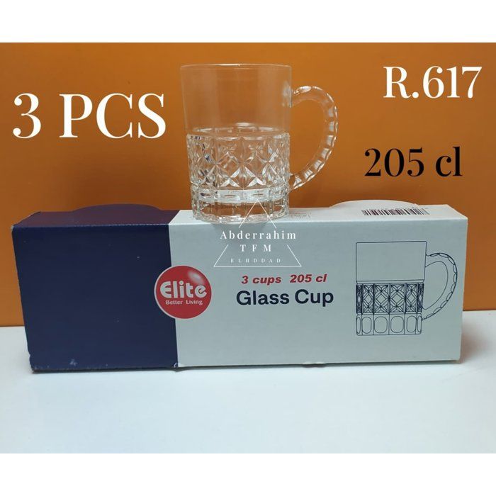 Lot de 3 tasses en verre Elite – 205 cl – Modèle R.617