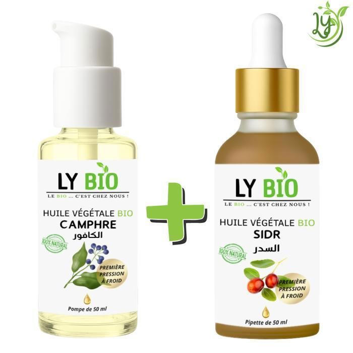 Pack Huile Camphrée et Sidr - LYBIO - 50ml - Pompe et Pipette - Tous types de cheveux - Mixte