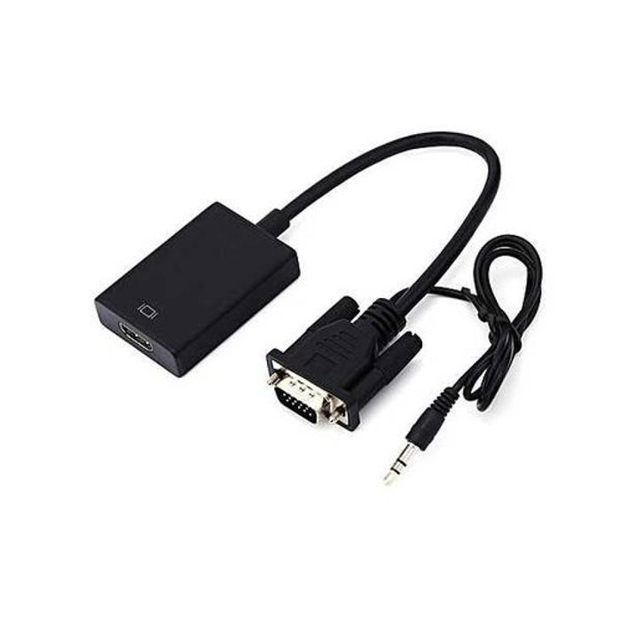 Adaptateur VGA vers HDMI - Haute Qualité - 1080P - Audio Inclus - Noir