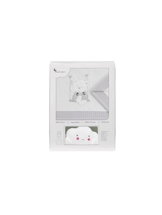 Drap de berceau Swing blanc gris avec lampe nuage blanche CADEAU