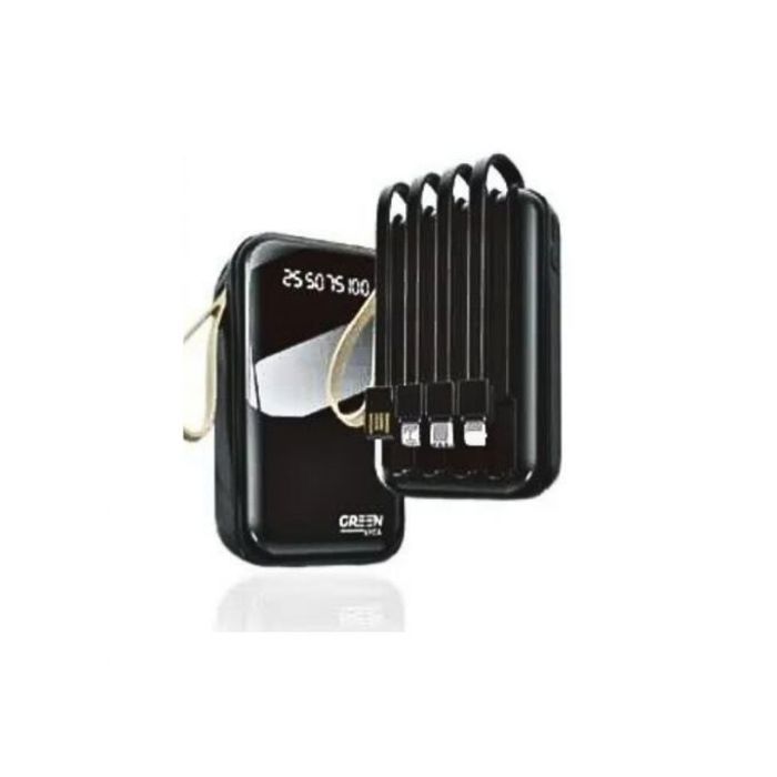 Mini Power bank 10000mAh 4 in 1 types de câbles de chargement Avec (Noir)