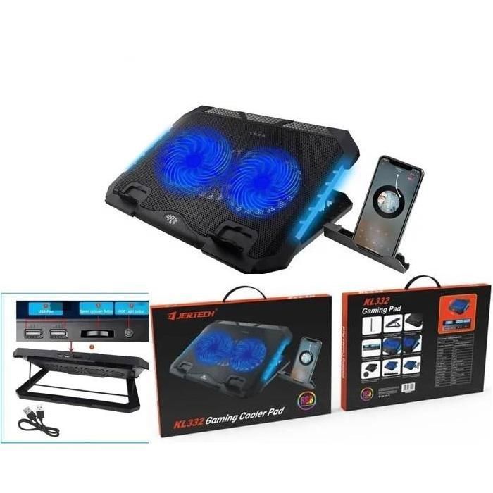 Support Cooler ventilateur refroidissement ordinateur 7hauteur réglable-2USB avec Support