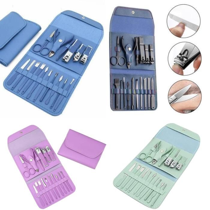 Kit coupe-ongles professionnel 16 pièces acier inoxydable (Couleur aléatoire)