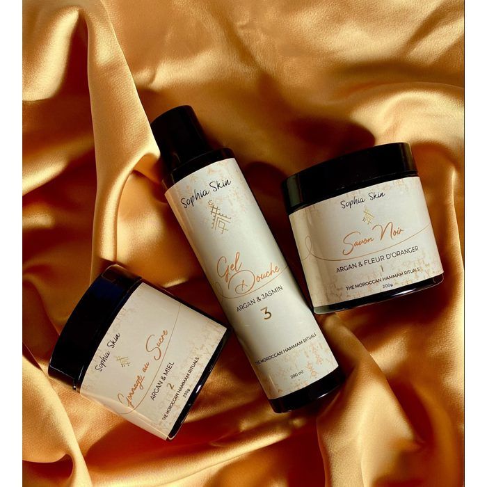 Pack pour le corps - The Moroccan Hammam - Savon noir - Gommage au sucre - Gel douche à l'huile d'argan