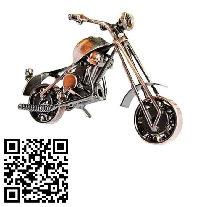 Figurine moto rétro en bronze style classique artisanale en fer à repasser