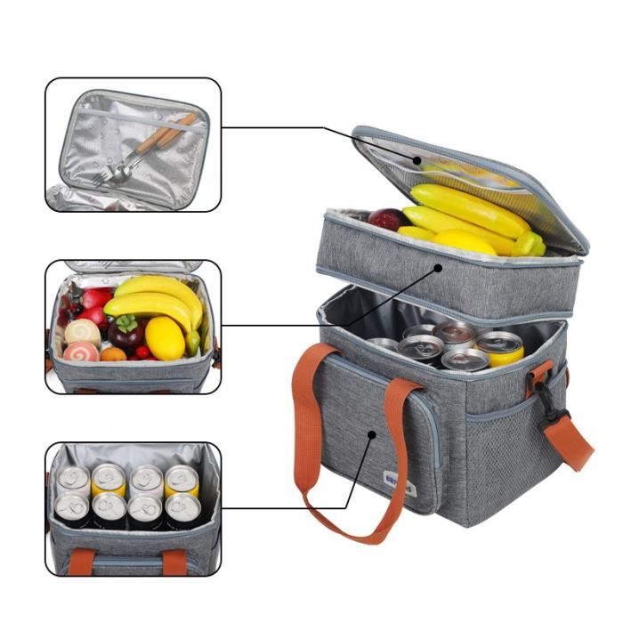 Sac à Lunch Isotherme - Étanche - Bandoulière Détachable - Grande Capacité - Design Contemporain