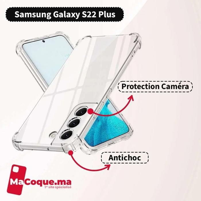 Coque Samsung S22 Plus Transparente Antichoc avec Protection Caméra