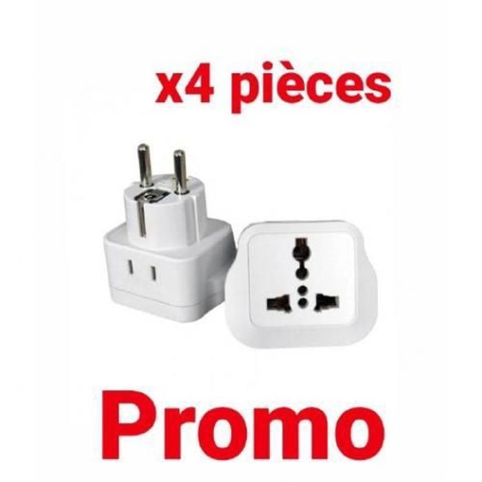 PACK x4 Adaptateur de prise HJT pour connecter de nombreux types de fiches à une prise 16A, 250V.