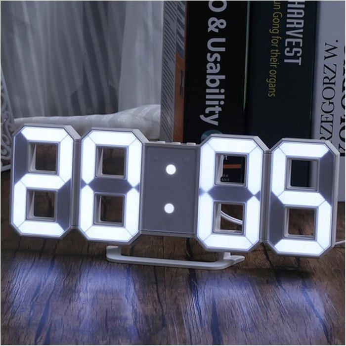 Horloge murale - GENERIC - LED 3D - Réveil numérique - Minuteur - Température