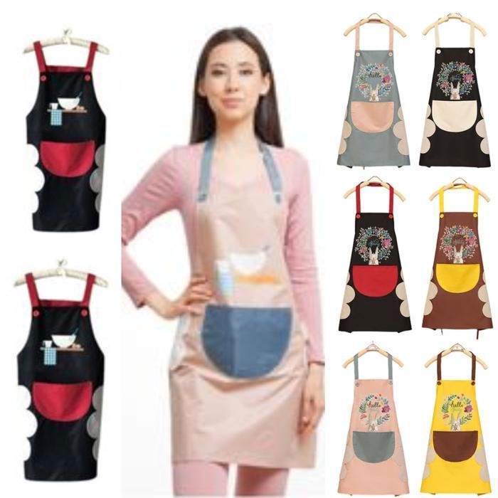 Tablier de cuisine - Pratique - Imperméable - Poches - Confortable - Design fonctionnel(Couleur aléatoire)