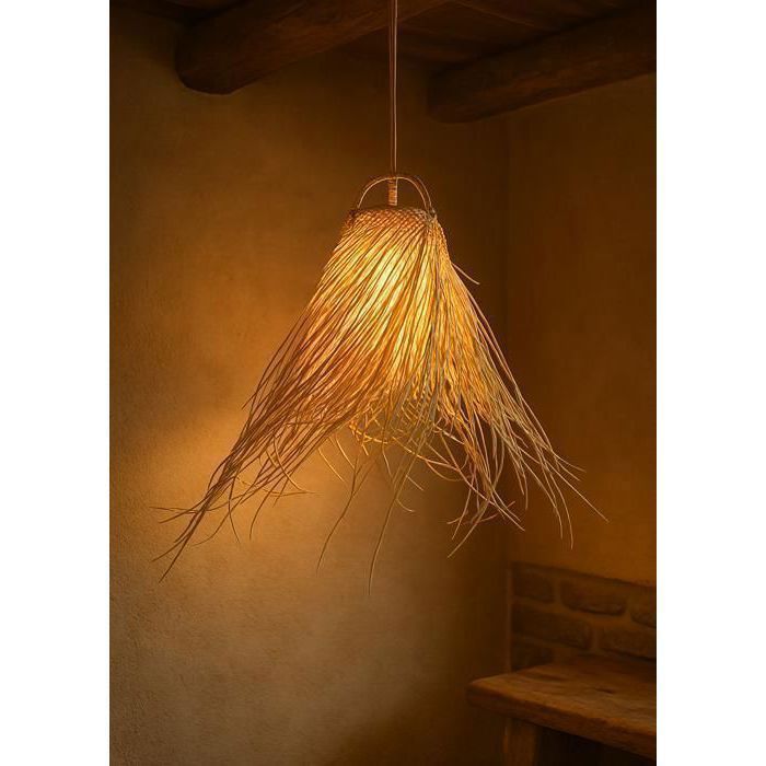 Suspension luminaire - 48 cm - Paille - Chaume - Style Campagne