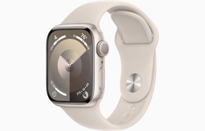 Watch Series 8 GPS Boitier Aluminium Argent 41 mm avec Bracelet Sport Blanc Apple