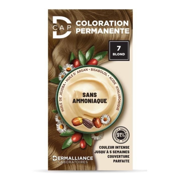 Teinture capillaire permanente - D-CAP - N° 7 Blond - Couleur lumineuse - Sans parabène - 150 ml