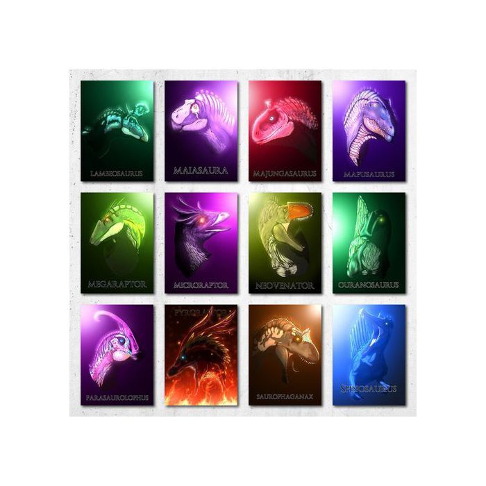 Posters Dinosaure - Collection 3 - 12 Posters A5 - Papier photo 350g - Décoration murale - Animaux