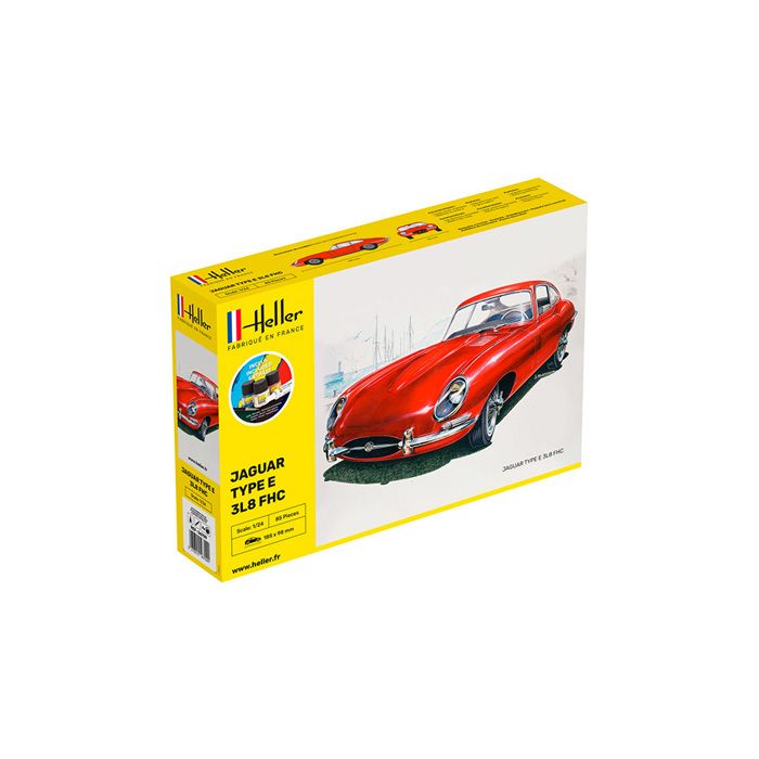 Maquette - HELLER - Jaguar Type E 3.8L FHC - Échelle 1/24 - 85 pièces - Kit complet avec accessoires