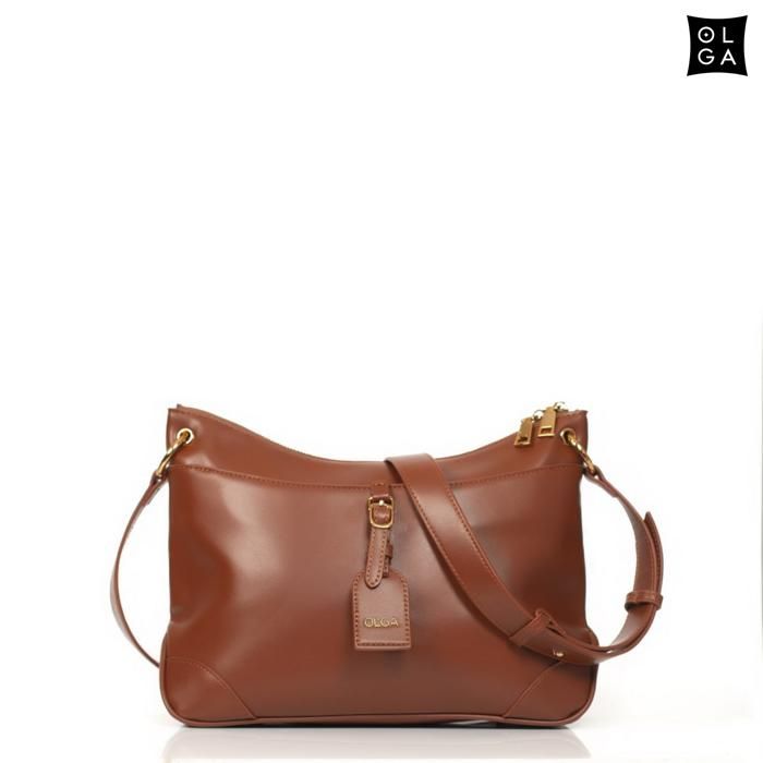 Sac à main - OLGA - L'Audacieuse - Marron Café - Cuir - Zippée