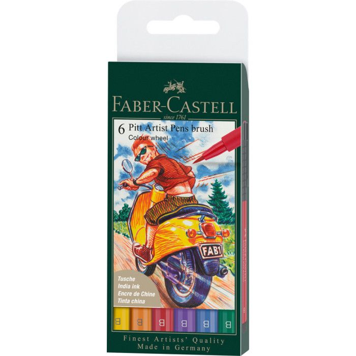 Feutres - Faber-Castell - Pitt Artist Pen - Colour Wheel - Etui de 6 feutres