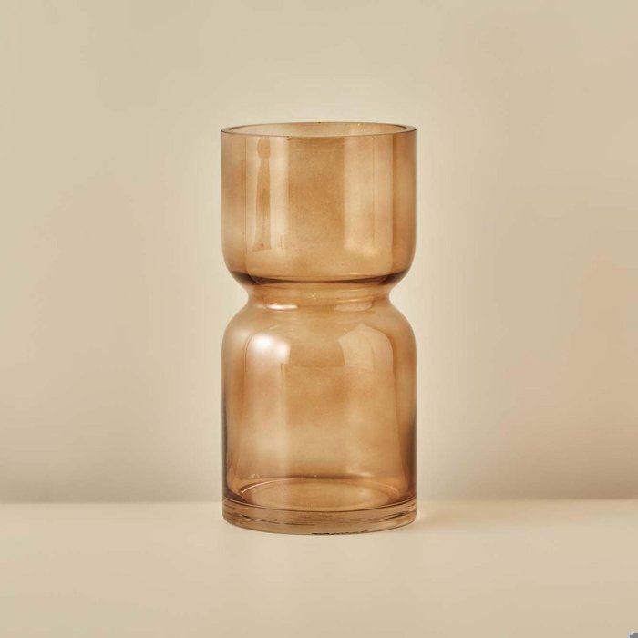 Vase - BELLA MAISON - Ambre - Verre - 11x11x22 cm - Décoratif - Contemporain