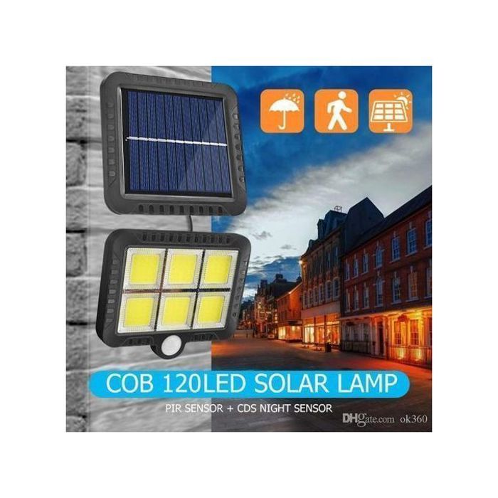 1 lumière led avec panneau solaire capteur de mouvement extérieur applique murale étanche