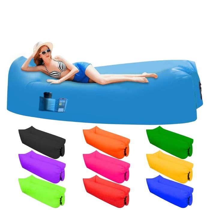 Canapé-lit gonflable portable et léger pour camping et plage et jardin (Couleur aléatoire)
