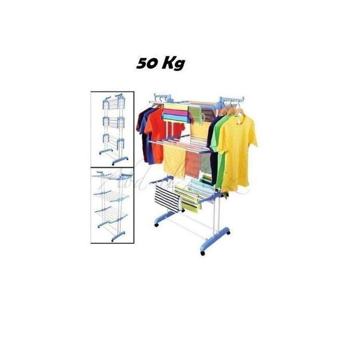 Sèche linge étendoir pliable ailes latérales sur 3 niveaux 50KG