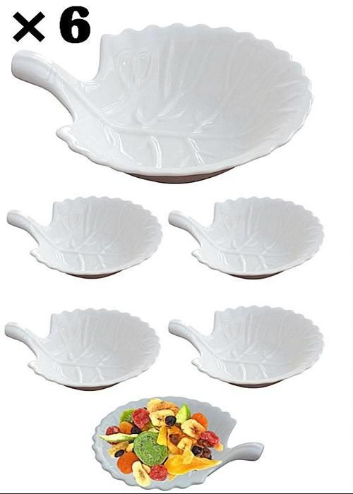 Coupelles.Lot de 6 Coupelles Creuse en Porcelaine forme de coquille.10,5 × 12 × 3 Cm.