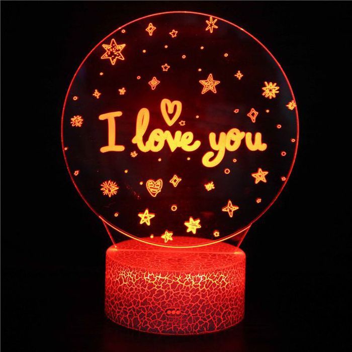 Veilleuse 3D - I LOVE YOU - Multicolore - LED - Décoration Intérieure - Économie d'Énergie
