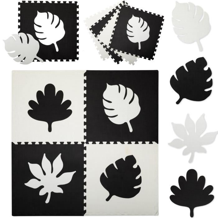 MoMi FELI Tapis de Jeu enfant bébé Tapis Mousse Bebe pour Enfants 120x120cm EVA Puzzle noir et blanc