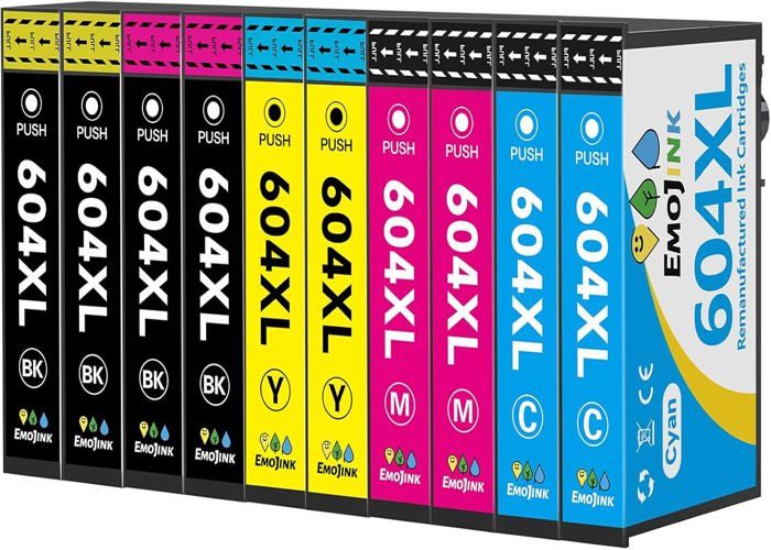 Kompatibla bläckpatroner - Emojink - 604XL - Paket med 10 - Hög kapacitet - Enkel installation