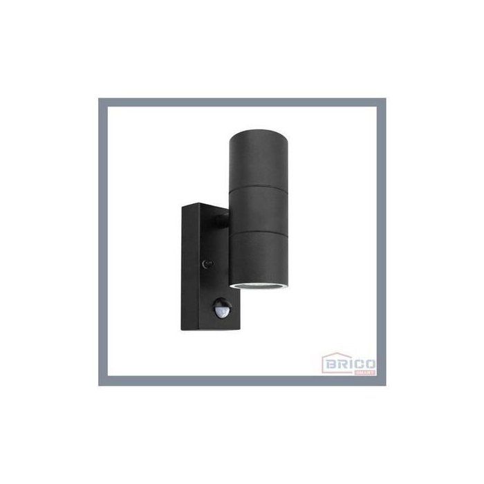 APPLIQUE MURALE RIGA NOIRE AVEC DETECTEUR DE MOUVEMENT GY10 IP54